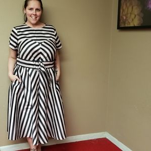 eShakti stripped dress w/ belt